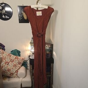 Moulinette Soeurs Rust Maxi Dress with Belt
